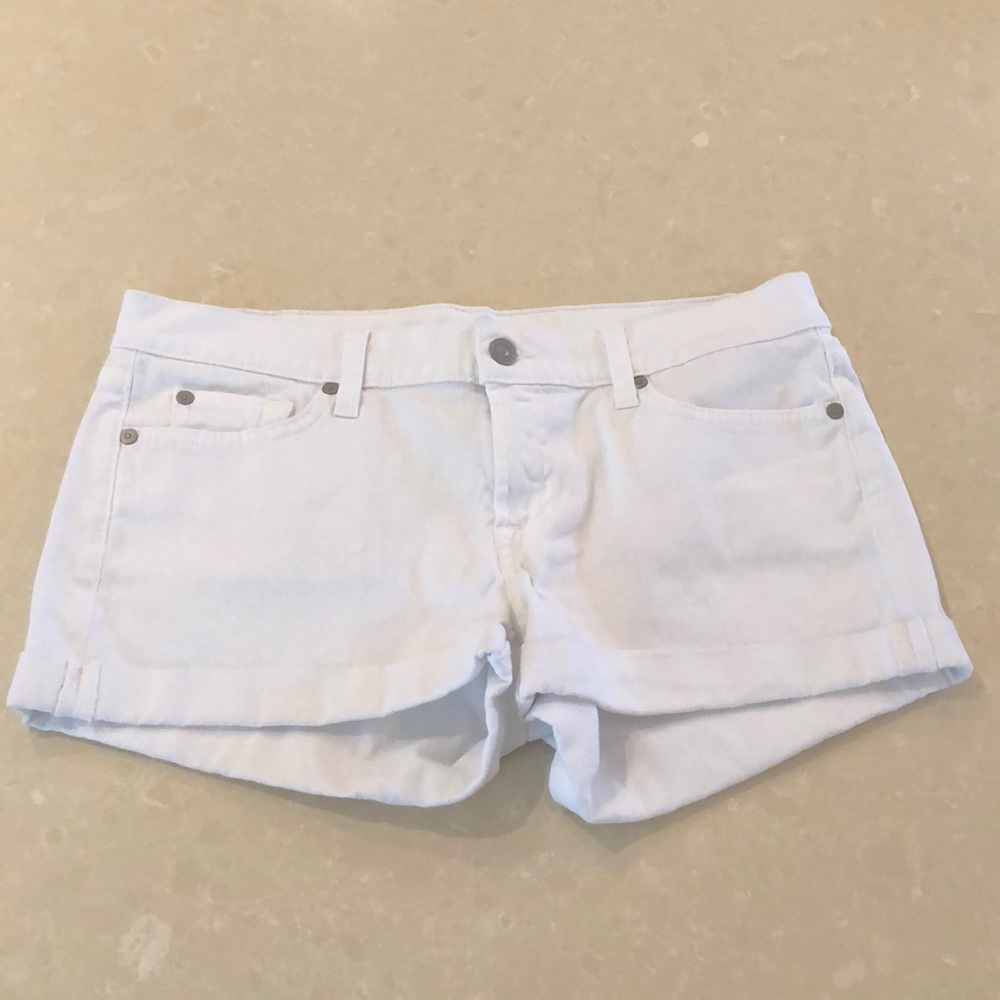 7 for All Mankind White Jean Shorts